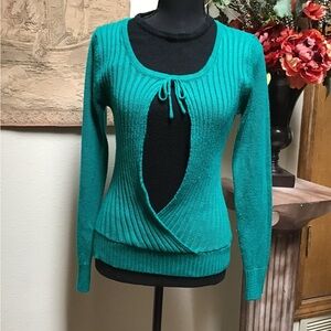 Elegant Teal Sweater with Black Accent
